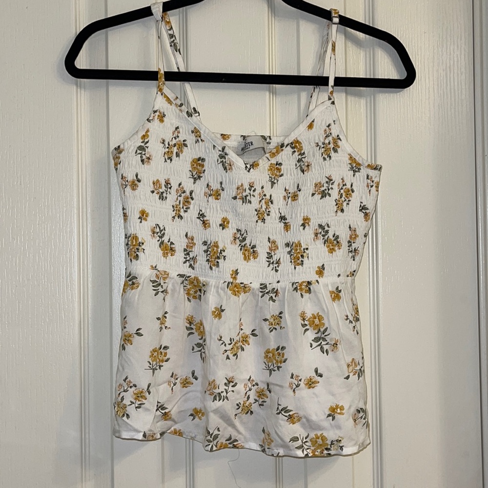 White flowy tank with yellow flowers